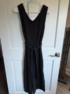 PopSugar Black V-Neck Elastic Tie Waist Wide Leg Jumpsuit